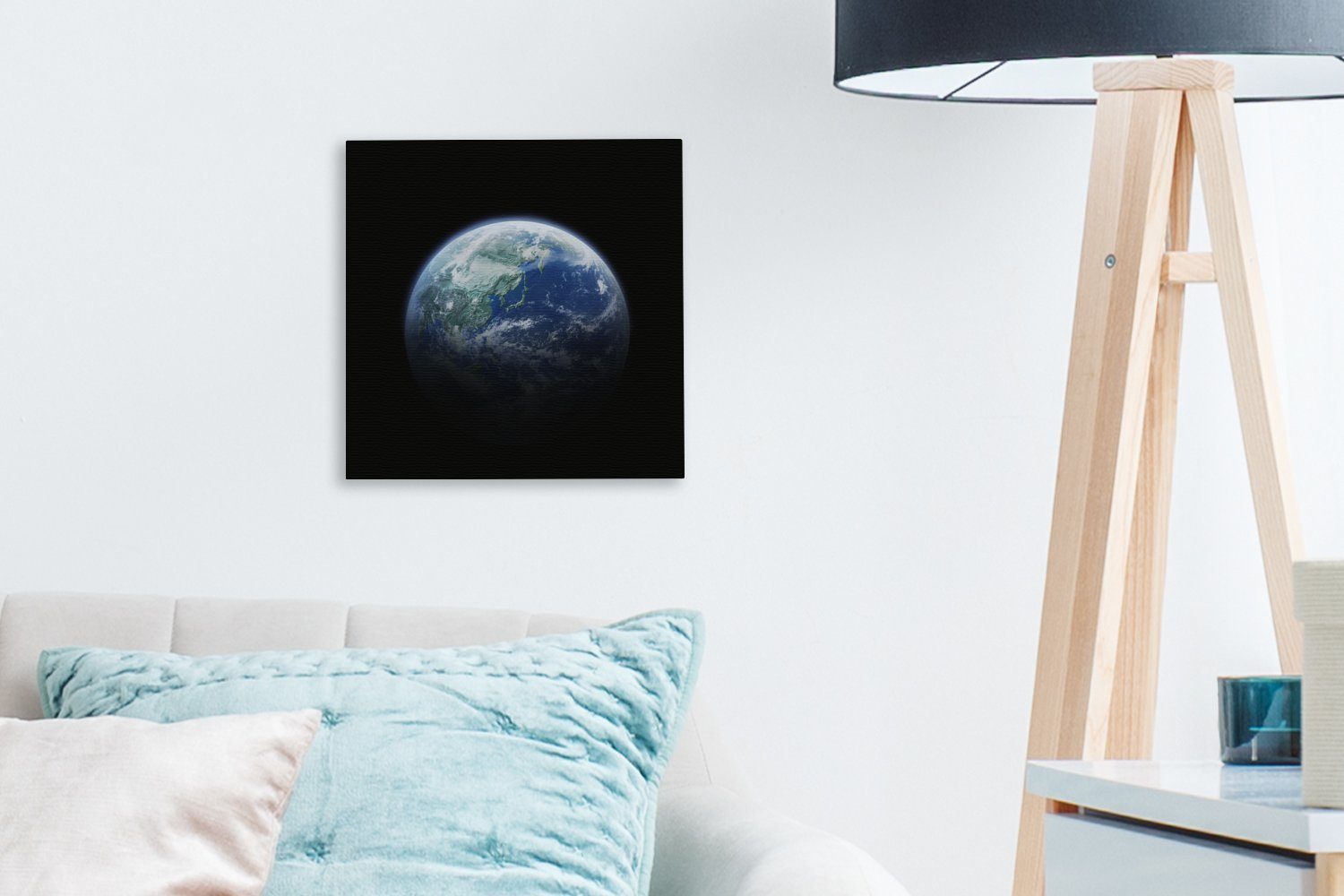 verdunkelte Schlafzimmer (1 St), Leinwandbild Bilder Wohnzimmer OneMillionCanvasses® Die für Leinwand Erde sich,