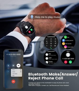 Lige Fur Herren mit Telefonfunktion, Fittness Armband Smartwatch (1,39 Zoll, Android iOS), mit Schrittzähler/BlutdruckmessungIP67 WasserdichtOutdoorMetallarmband