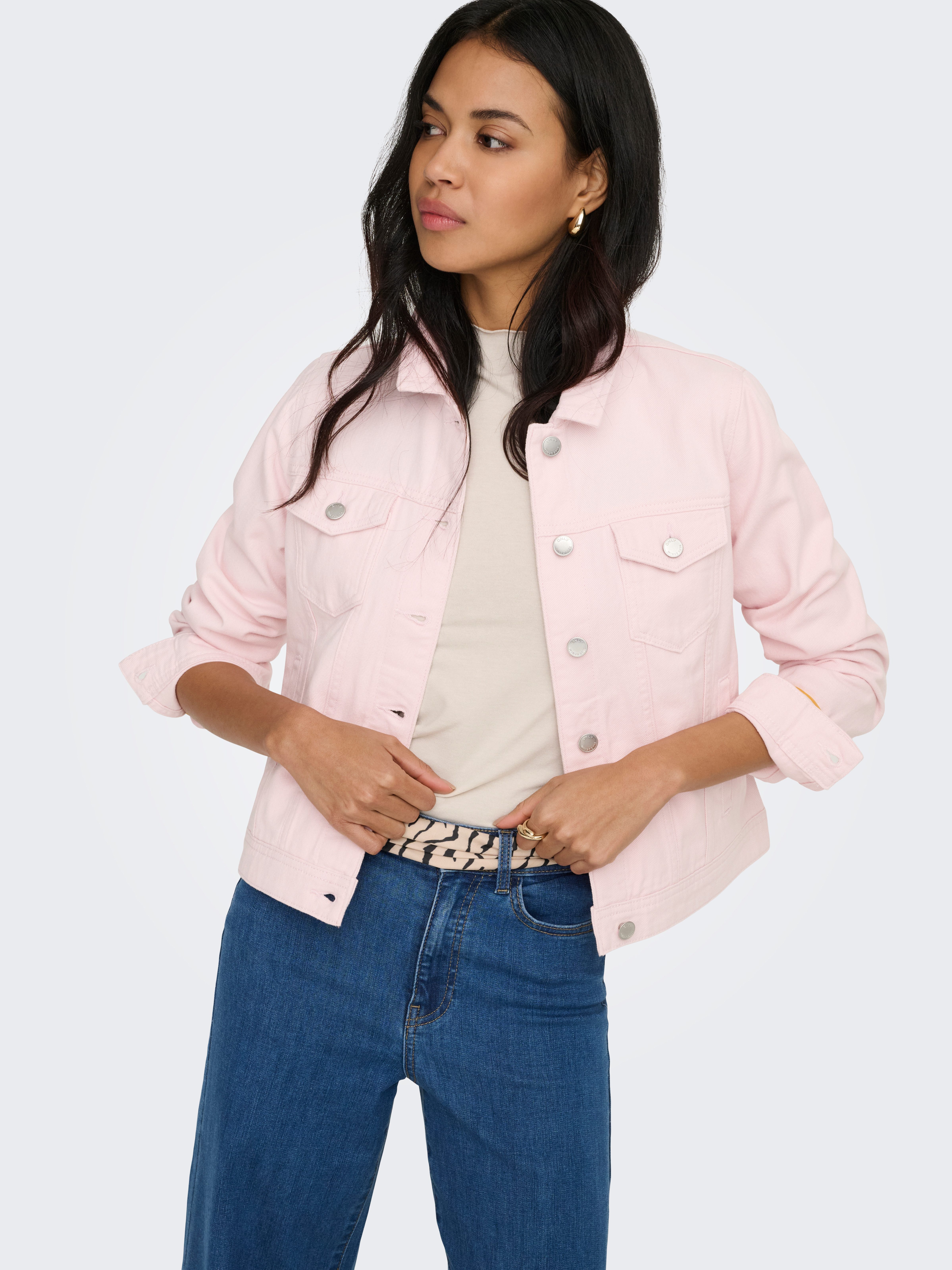 ONLY Jeansjacke ONLTIA L/S COLORED JACKET PNT RP mit durchgehender Knopfleiste