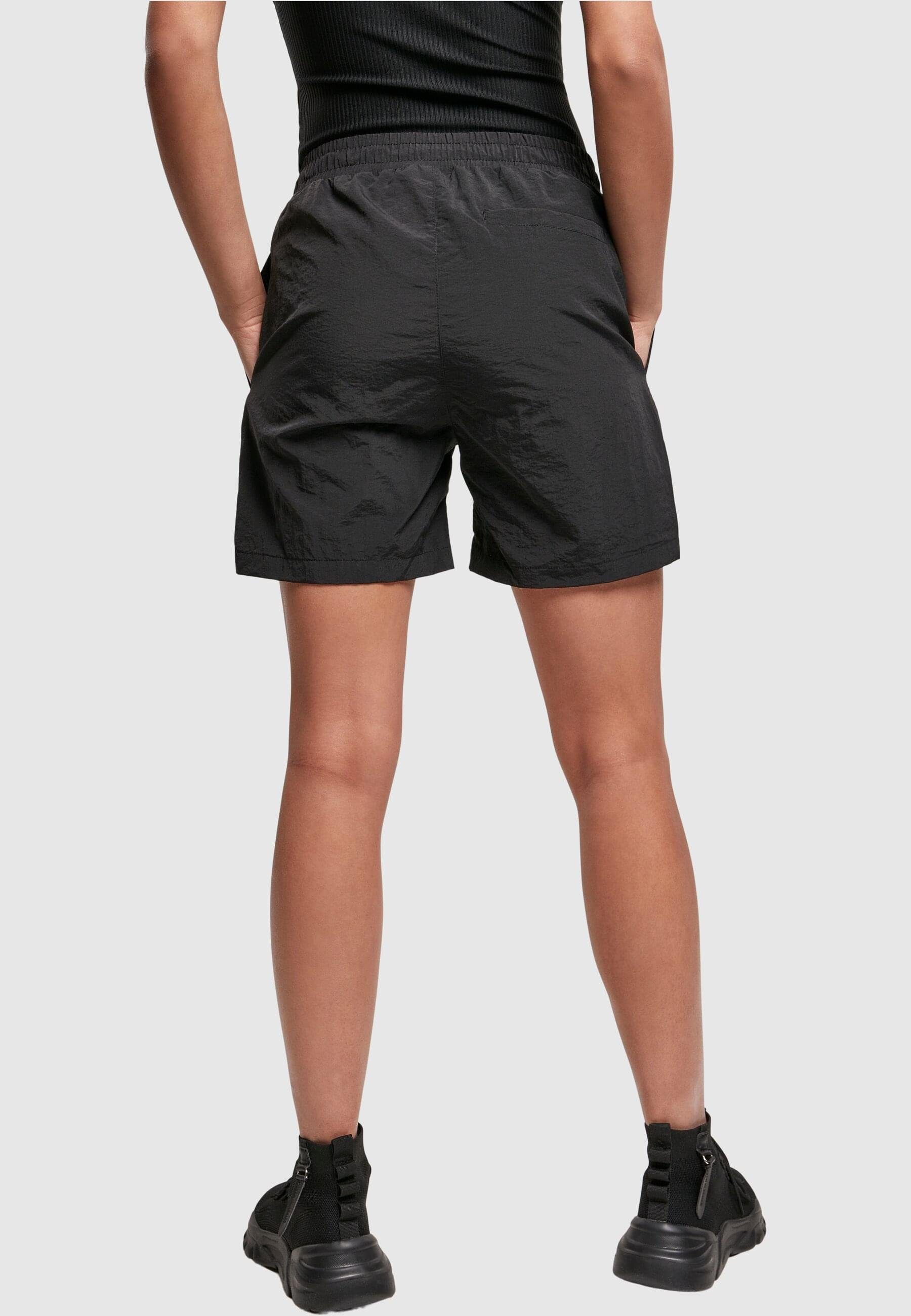 URBAN CLASSICS Stoffhose Damen Ladies (1-tlg) Nylon Shorts Crinkle black