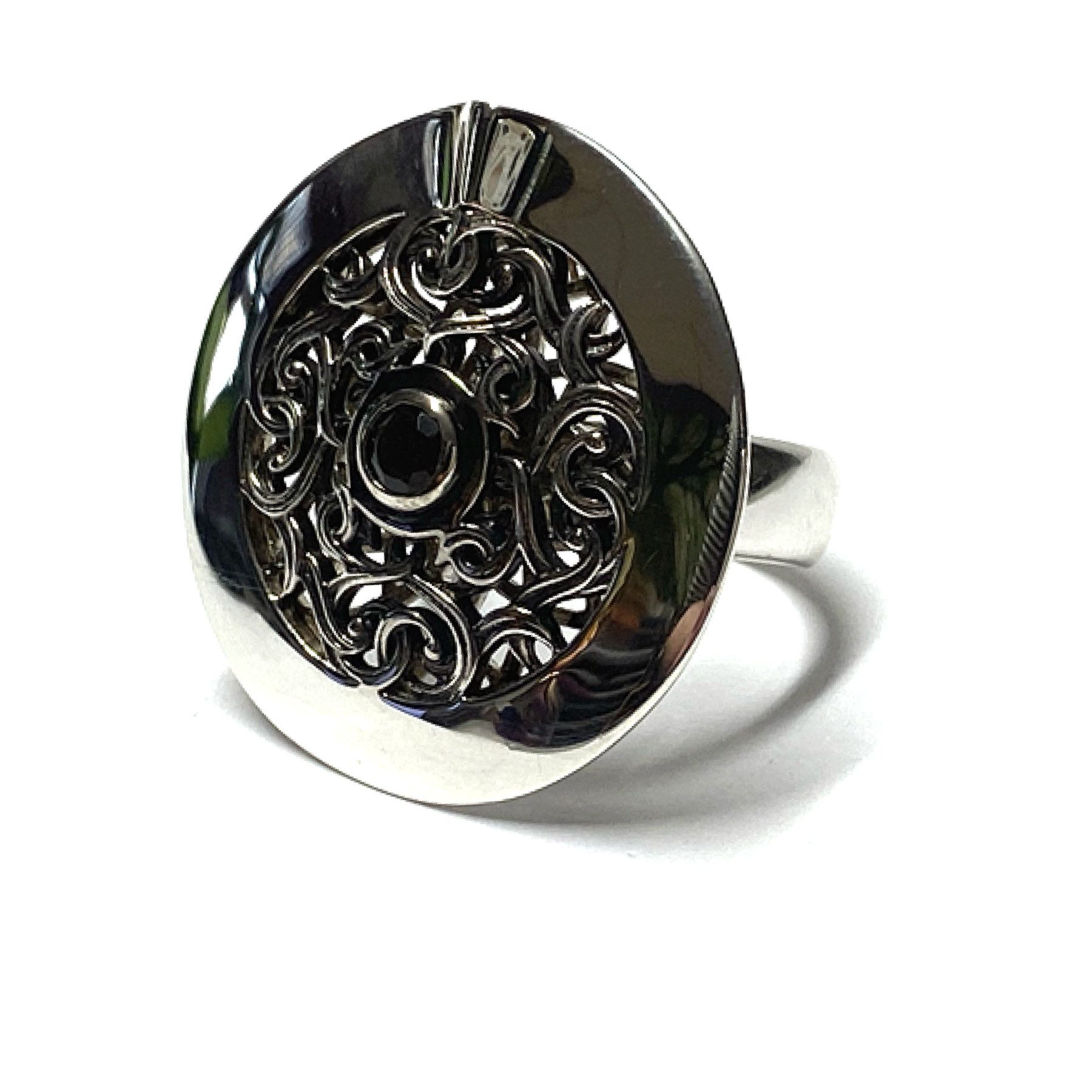 Edelschmiede925 Silberring Silberring 925 Rauchquarz facettiert üppig geschwärzt Unikat #57