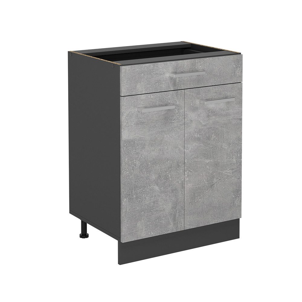 Vicco Unterschrank R-Line, Beton/Anthrazit, 60 cm mit Schublade, ohne Arbeitsplatte (1-St)