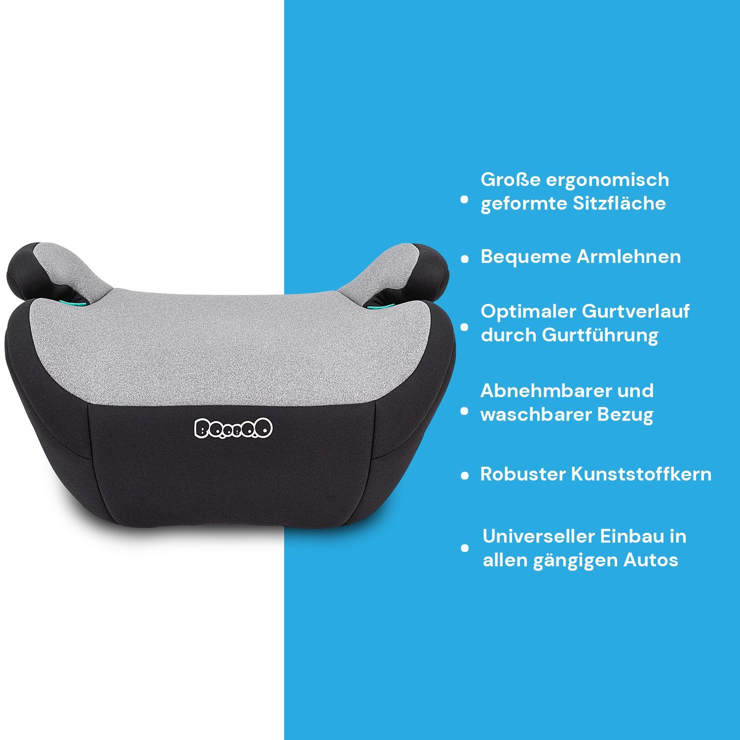 BooBoo Kindersitzerhöhung Safety Madrid, ab: 7 Jahren, bis: 12 Jahre, ab: 125 cm, bis: 150 cm, Sitzerhöhung Auto Kinder ab 125 cm, Sitzschale, Booster