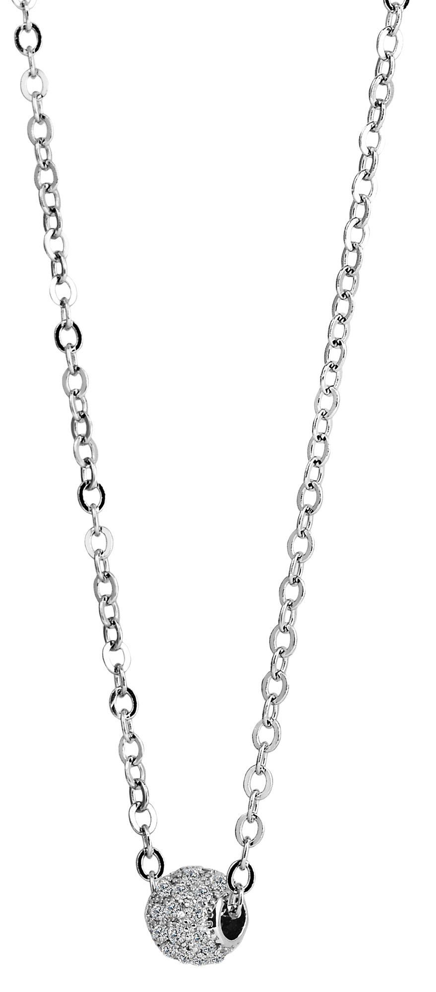 Halskette aus Echt Kette mit Kugelanhänger Zirkonia Silber Anhänger mit mit 925/- Gracy AKZENT