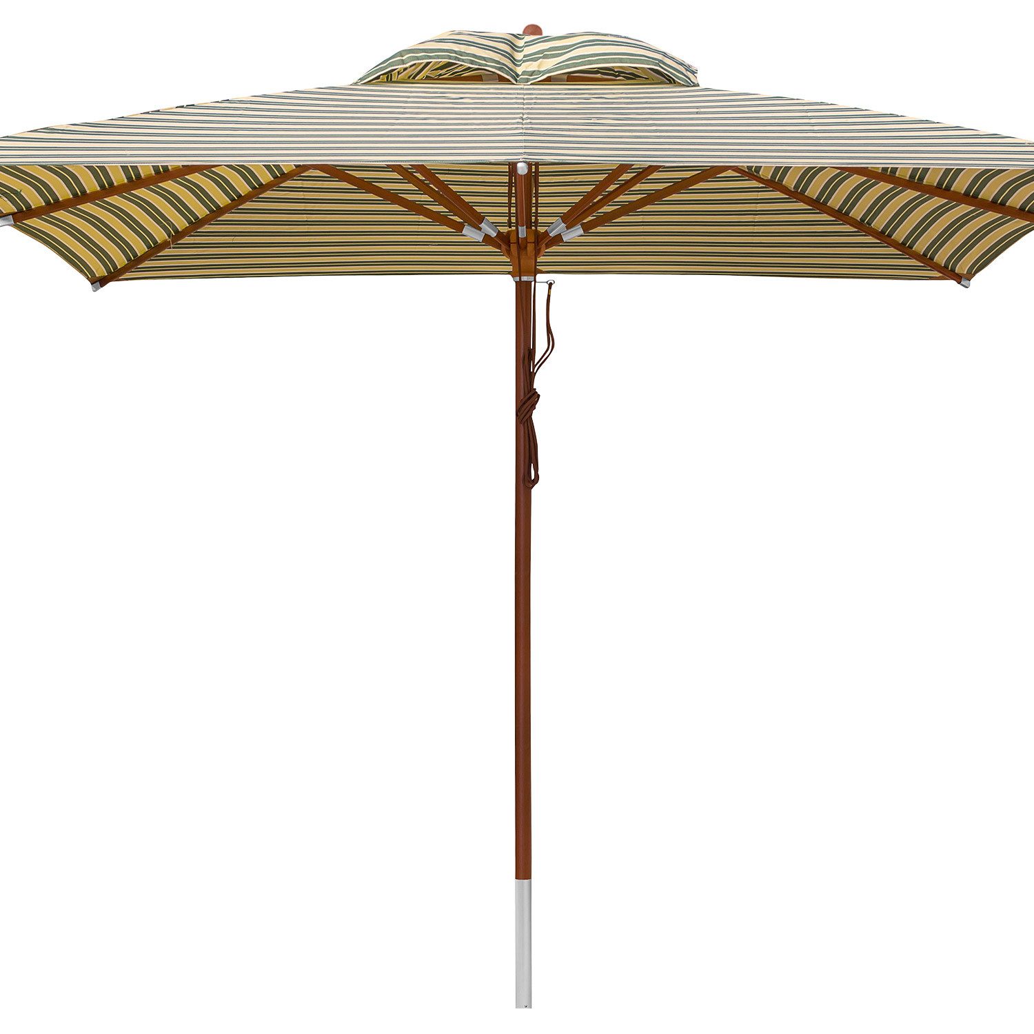 anndora-sonnenschirm Marktschirm eckig Olefin gestreift grün weiß gelb, LxB: 300x300 cm, Seilzugmechanik - witterungsbeständiger Stoff - Winddach