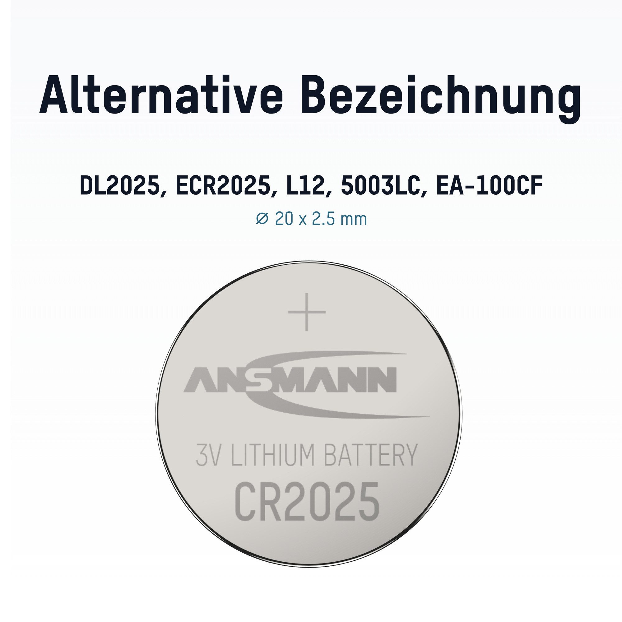 ANSMANN AG CR2025 Knopfzelle für den Autoschlüssel / Funkschlüssel Premium Knopfzelle