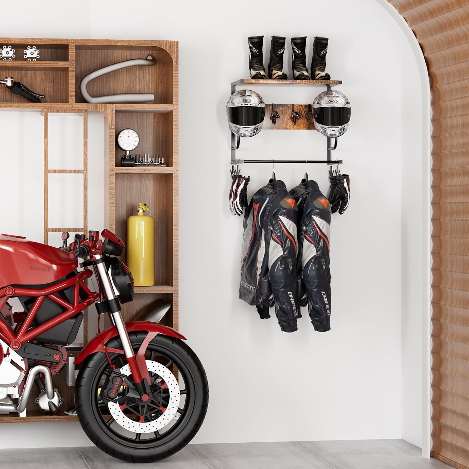 GarveeMore Motorhalterung Motorradhelmhalter Wandhelmhalter mit Haken