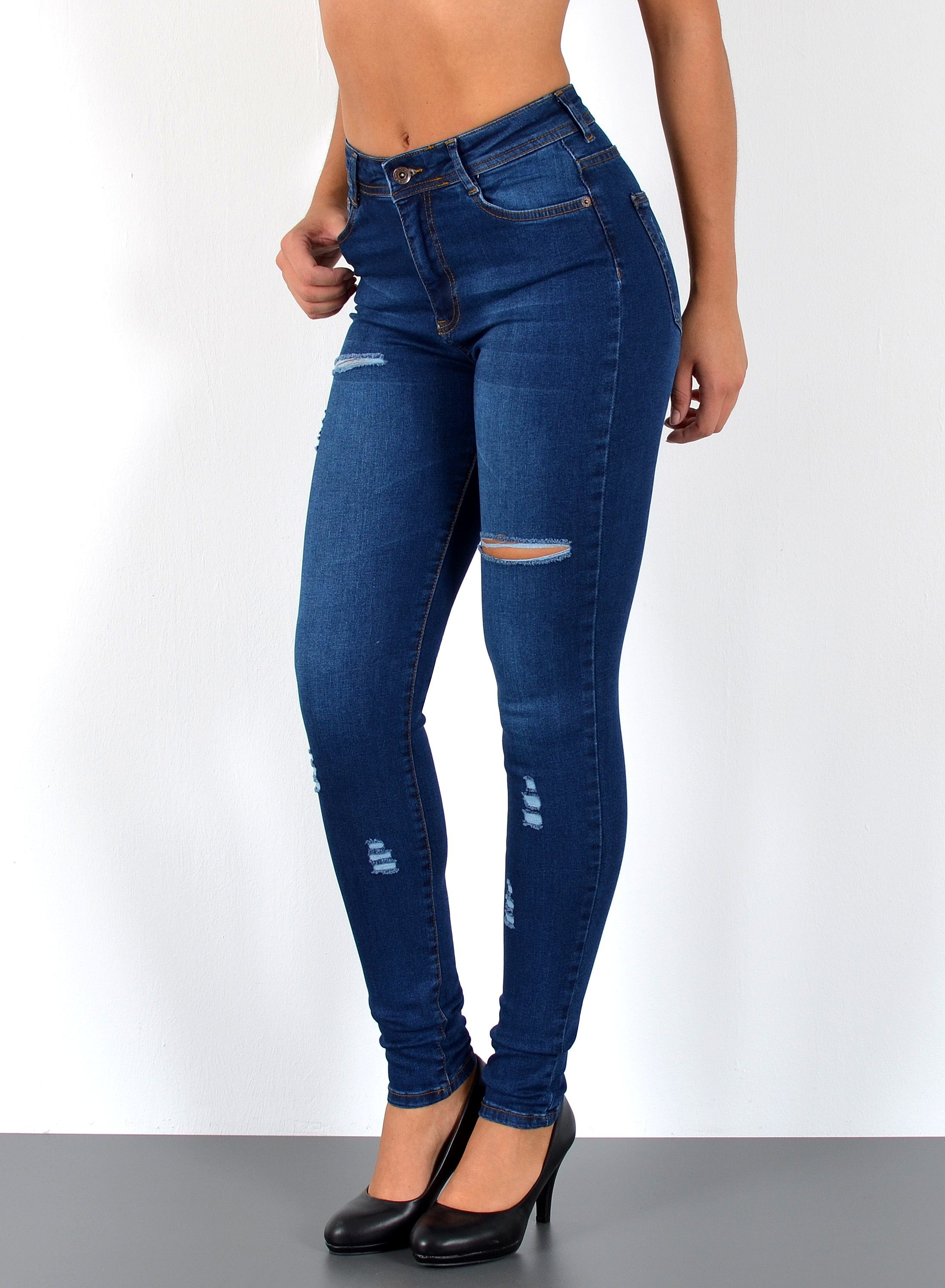 ESRA Skinny-fit-Jeans S600 Damen Skinny Fit Jeans Hose High Waist bis Übergröße