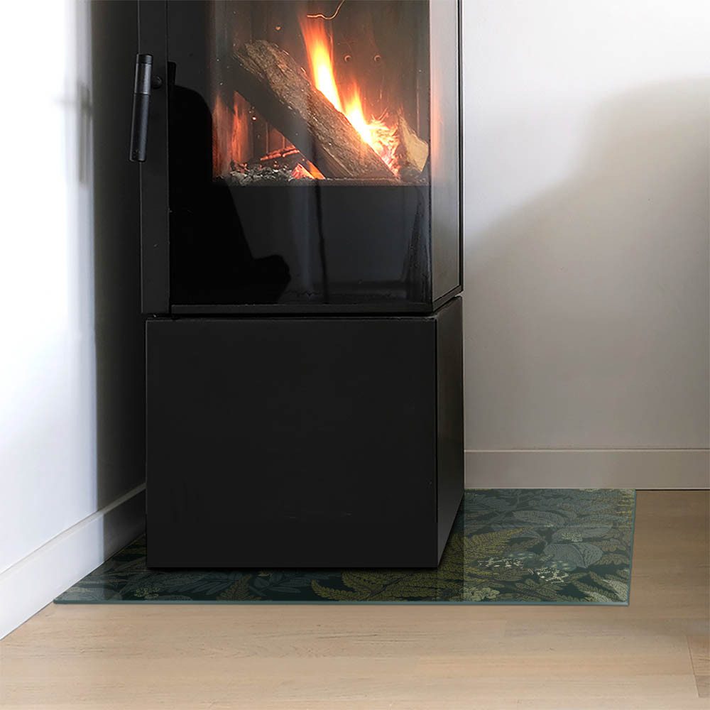 Tulup Bodenschutzplatte Grün Pflanzenmotive, Gehärtetem Glas Kaminbodenplatten – Bild 3 von 5
