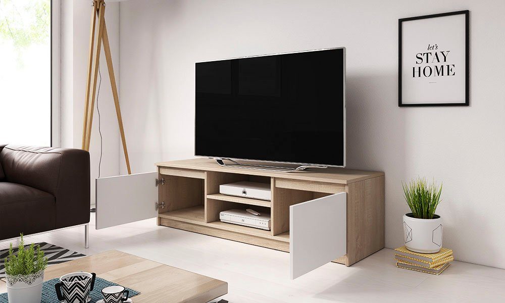 Home affaire Lowboard DINGO, zeitloser TV-Schrank, TV-Board Breite 120 cm, grifflose Fernsehschrank