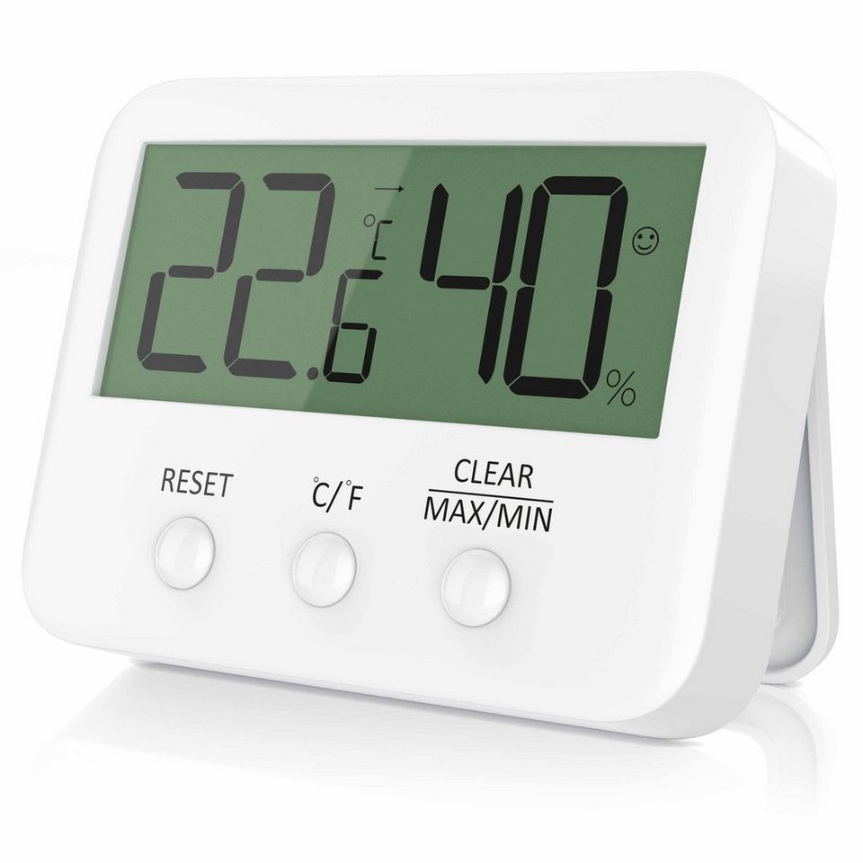 Weiß Zimmer Thermometer Hygrometer Digital Min Max Innen Luftfeuchtigkeit DE NEU