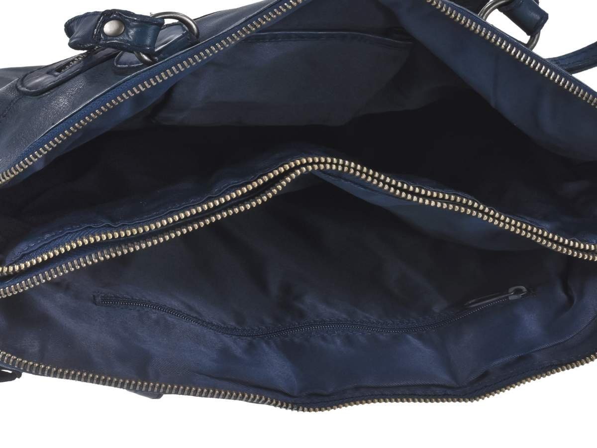 Leder Schultertasche, Fächern, Handtasche 2 in Design blue getrennten blau Lieke, mit Bear Umhängetasche