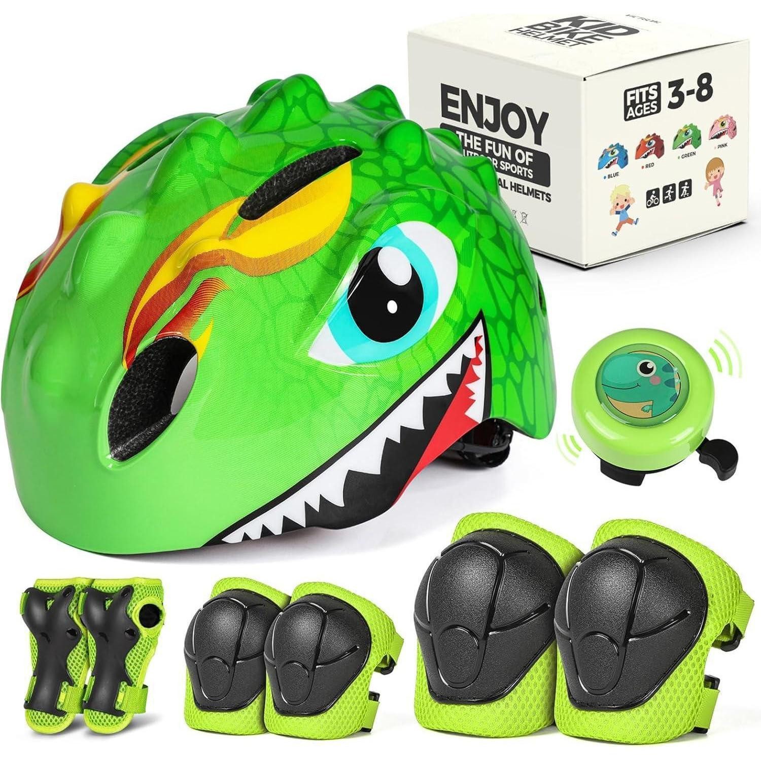 LuxusKollektion Kinderfahrradhelm Fahrradhelm Kinder Cartoon 3D Gestaltet Grün verstellbar 50-54 cm