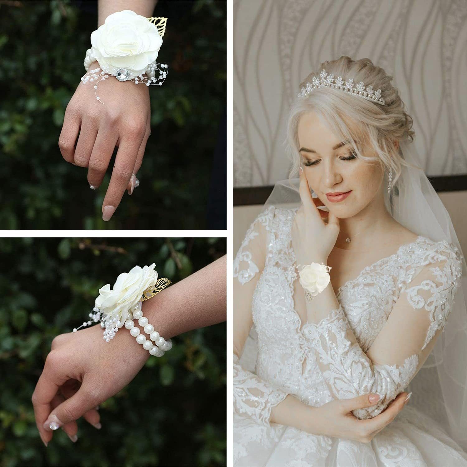 WaKuKa Ansteckblüte und Rose Brautjungfer Frau Handgelenk und weiß Korsett Hochzeit Blume Mann