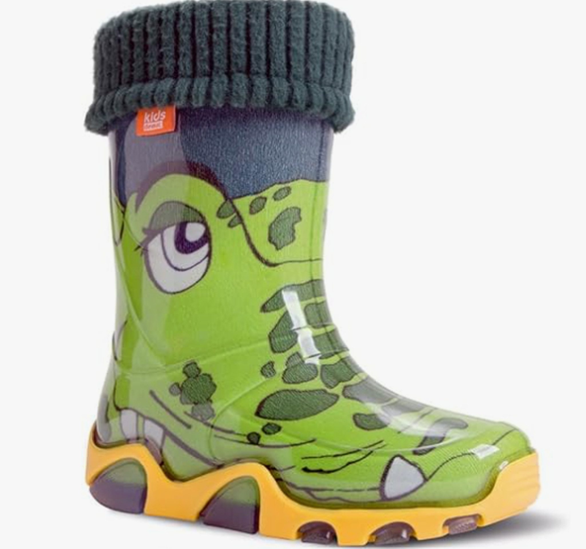 Demar Unisex Kinder Gummistiefel Regenstiefel gefüttert (Krokodil) Gummistiefel wasserdicht