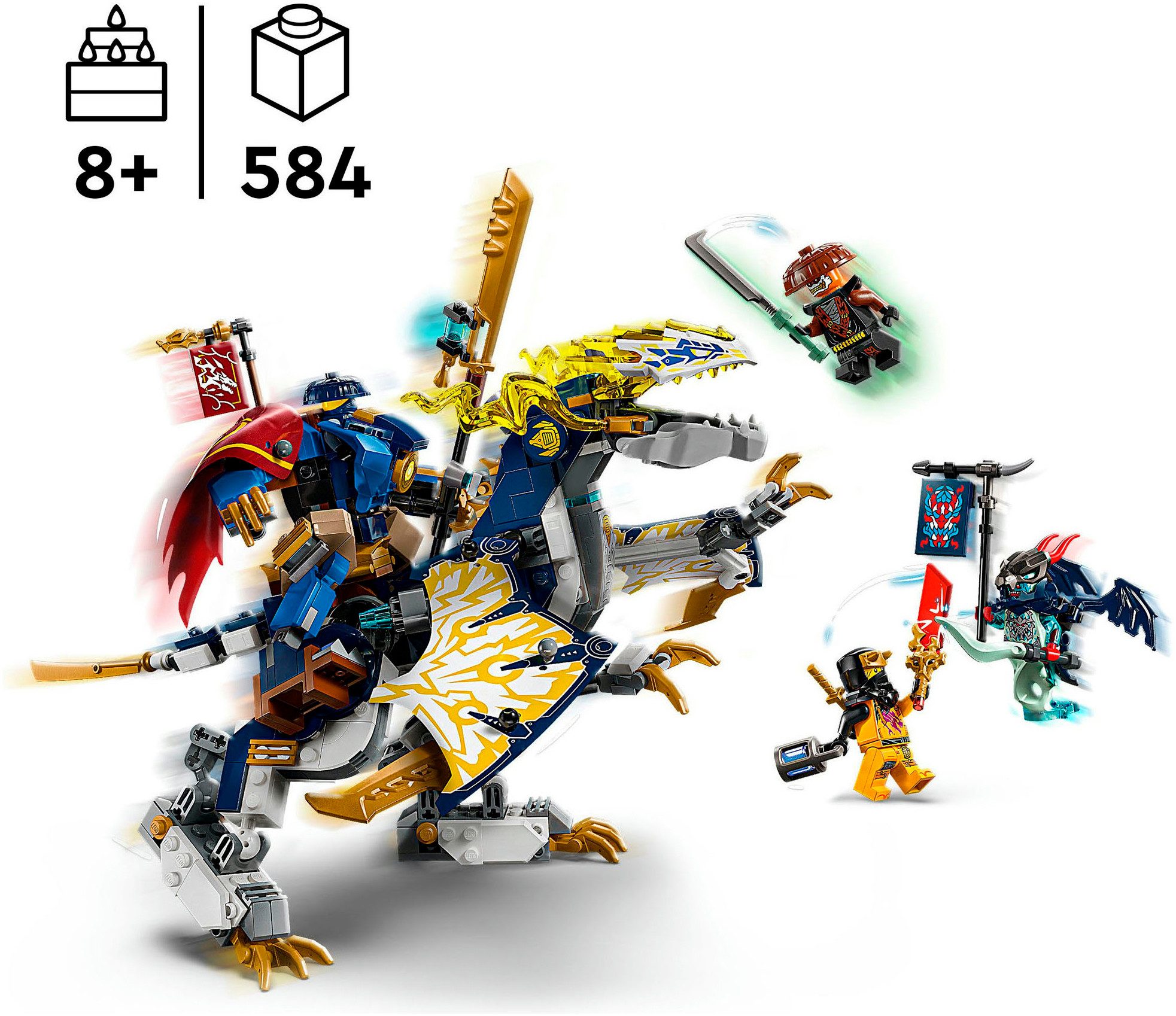LEGO® Rogues Mech-Drachenreiter (71843), LEGO Ninjago Konstruktionsspielsteine, (584 St), Made in Europe