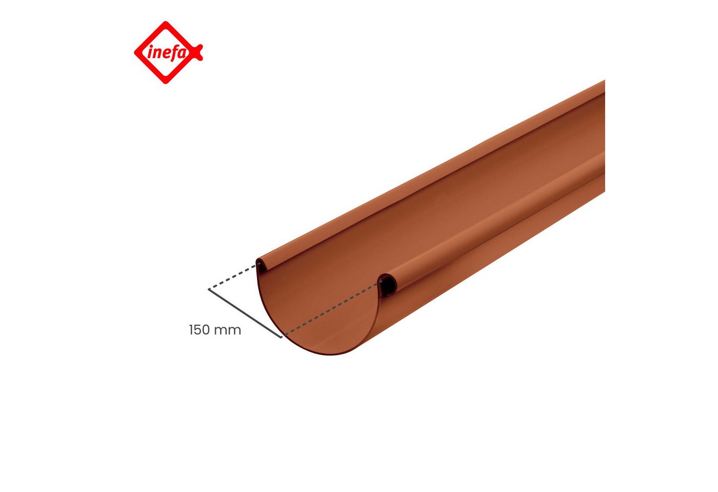Thumbnail - INEFA Dachrinne Dachrinne halbrund 200cm PVC, NW 150. 1 Stück, Kunststoff, Rinne für Dach, Kunststoffrinne - für Gartenh...