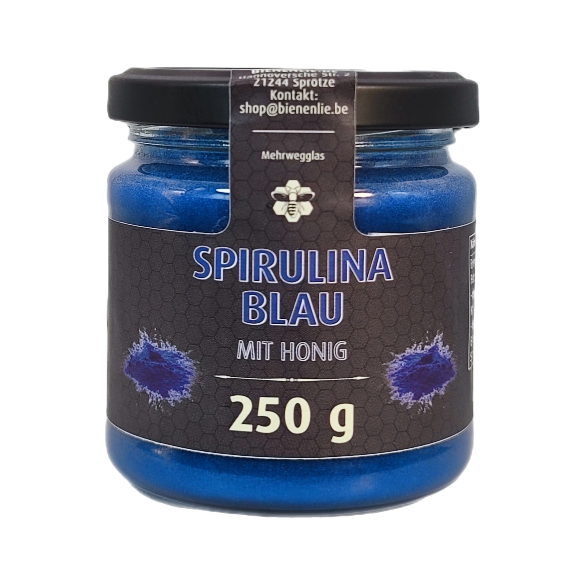 Imkerei BienenLie.be Honig Spirulina Blau mit Honig - mild & cremig, 250g, 1 x 250 g, 1 St. (Cremiger Brotaufstrich mit Honig & Frucht)