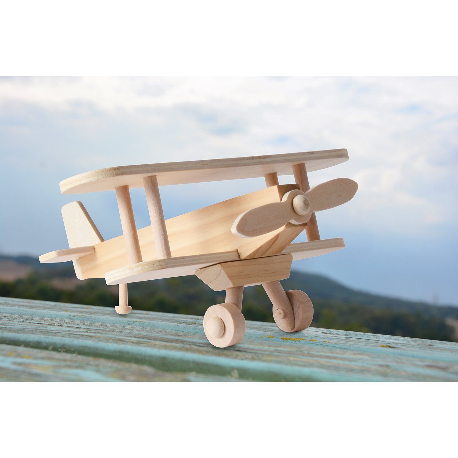EDUPLAY Experimentierkasten Bausatz Doppeldecker, Holz
