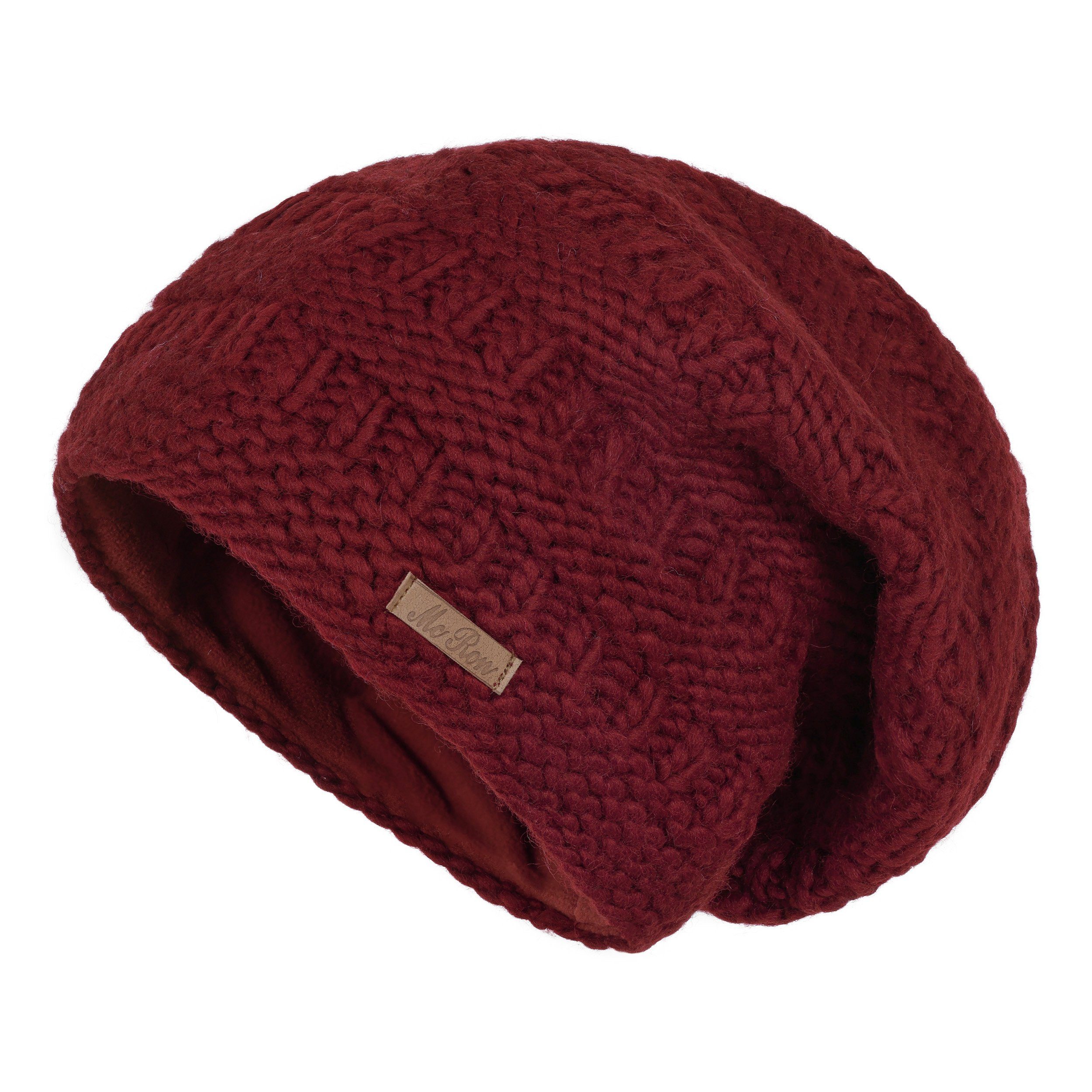 Super günstiger Laden! McRon Beanie Wollmütze Modell hohem mit Hoa mit gefüttert Bordeaux Schurwollanteil Fleece