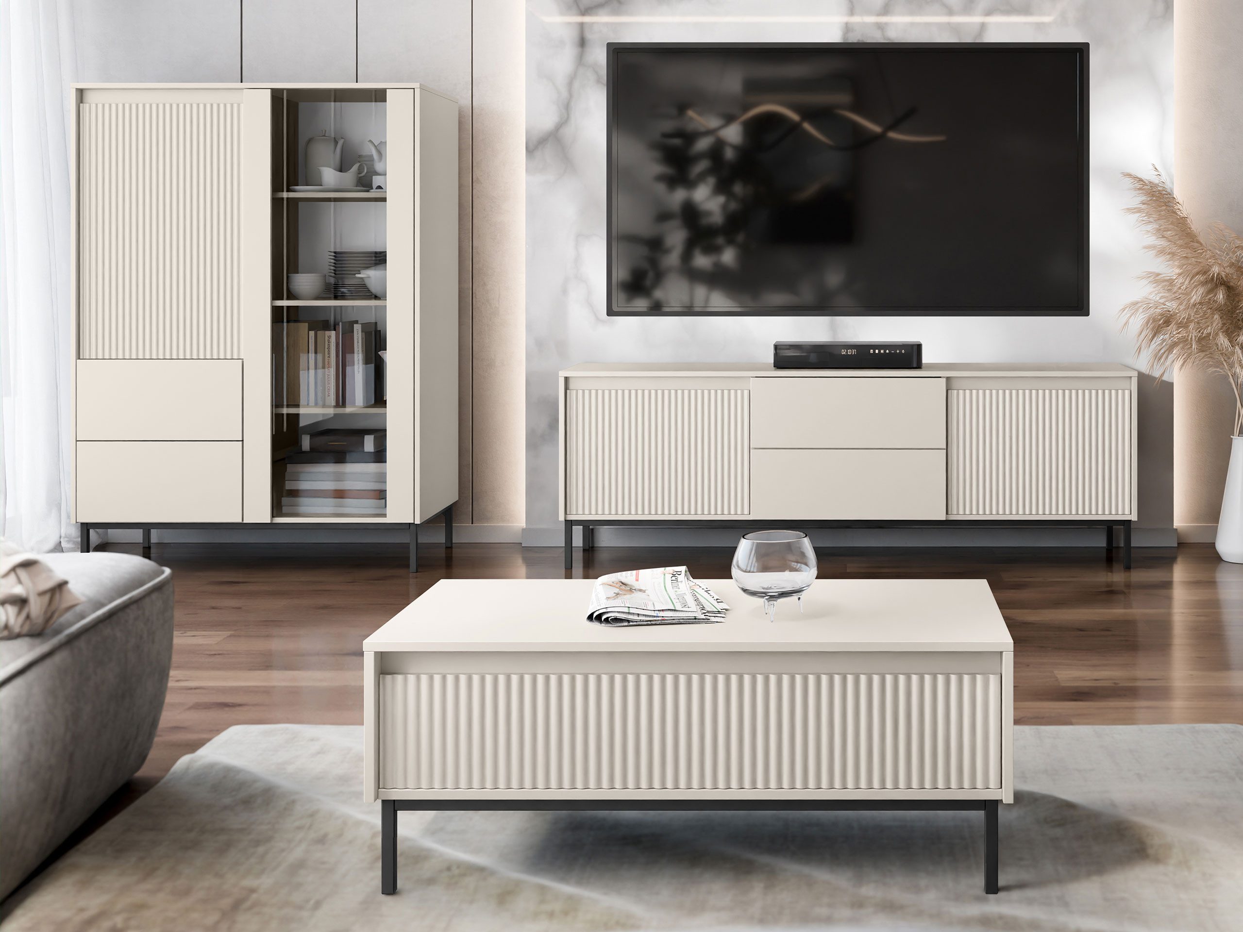 MIRJAN24 Wohnzimmer-Set Ozmi V, (Vitrine, TV-Lowboard, günstig online kaufen