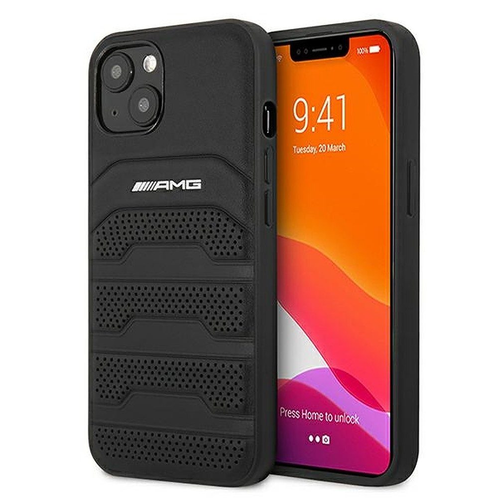 Mercedes Smartphone-Hülle Handyhülle Schutzhülle Handyschale 5,4", Echtleder, AMG-Logo, erhöhter Displayrand