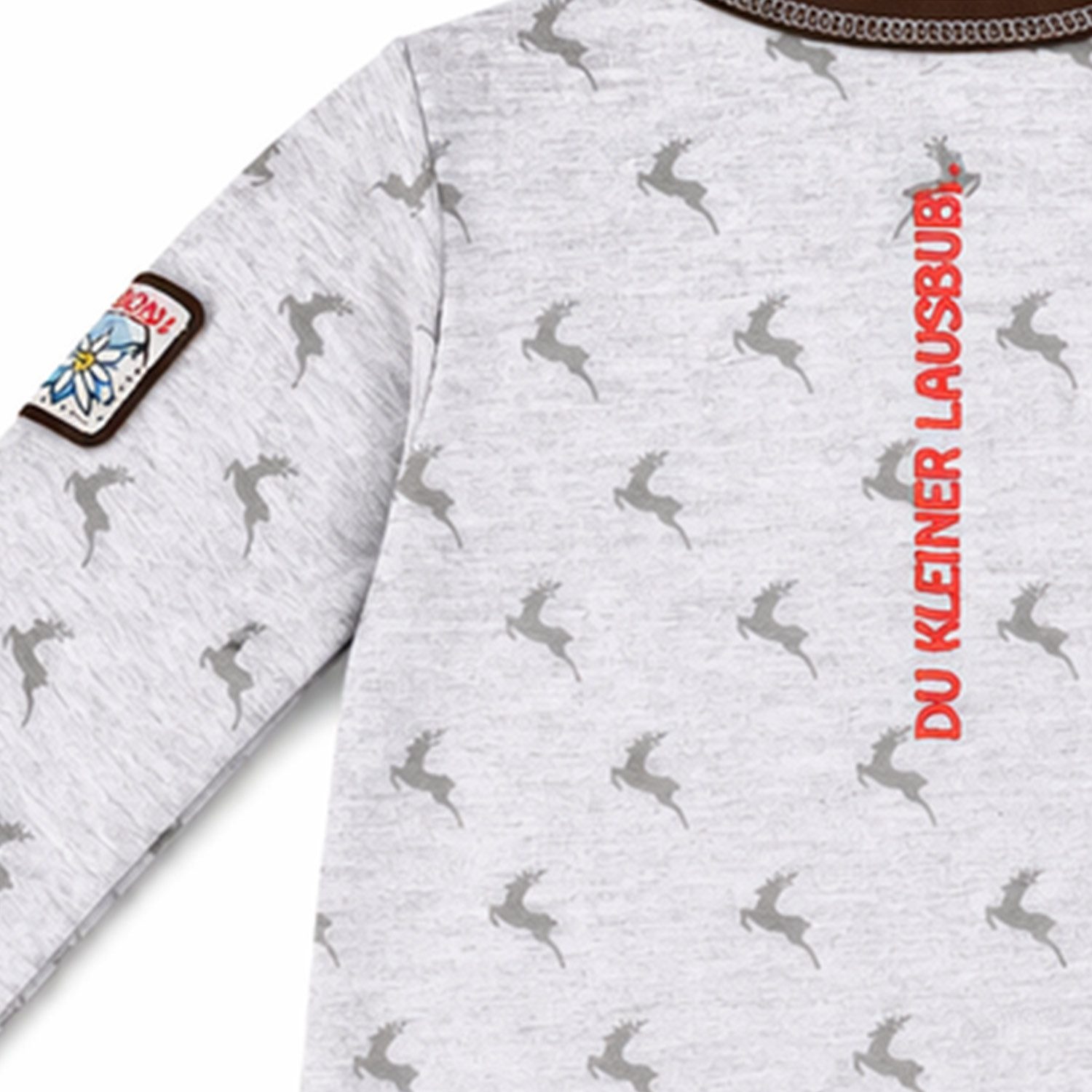 BONDI Langarmshirt BONDI Baby Langarm Body 'Lausbub' 91582, Grey Mel