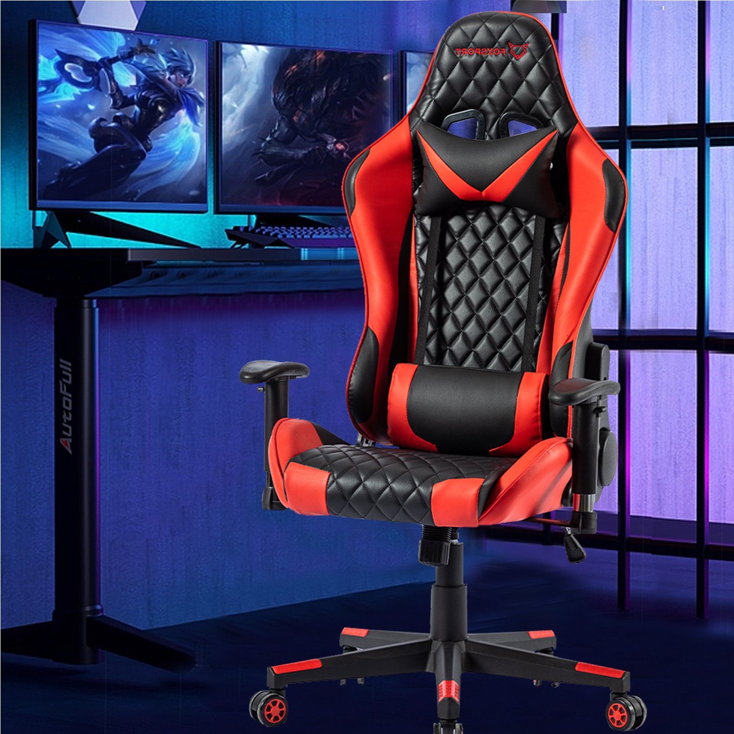Stuhl rot Höhe Neigungswinkel Comfort verstellbar, und Gaming-Stuhl Ergonomischer (Professioneller Gaming Ergonomischer Seven Rahmen Gamingstuhl),