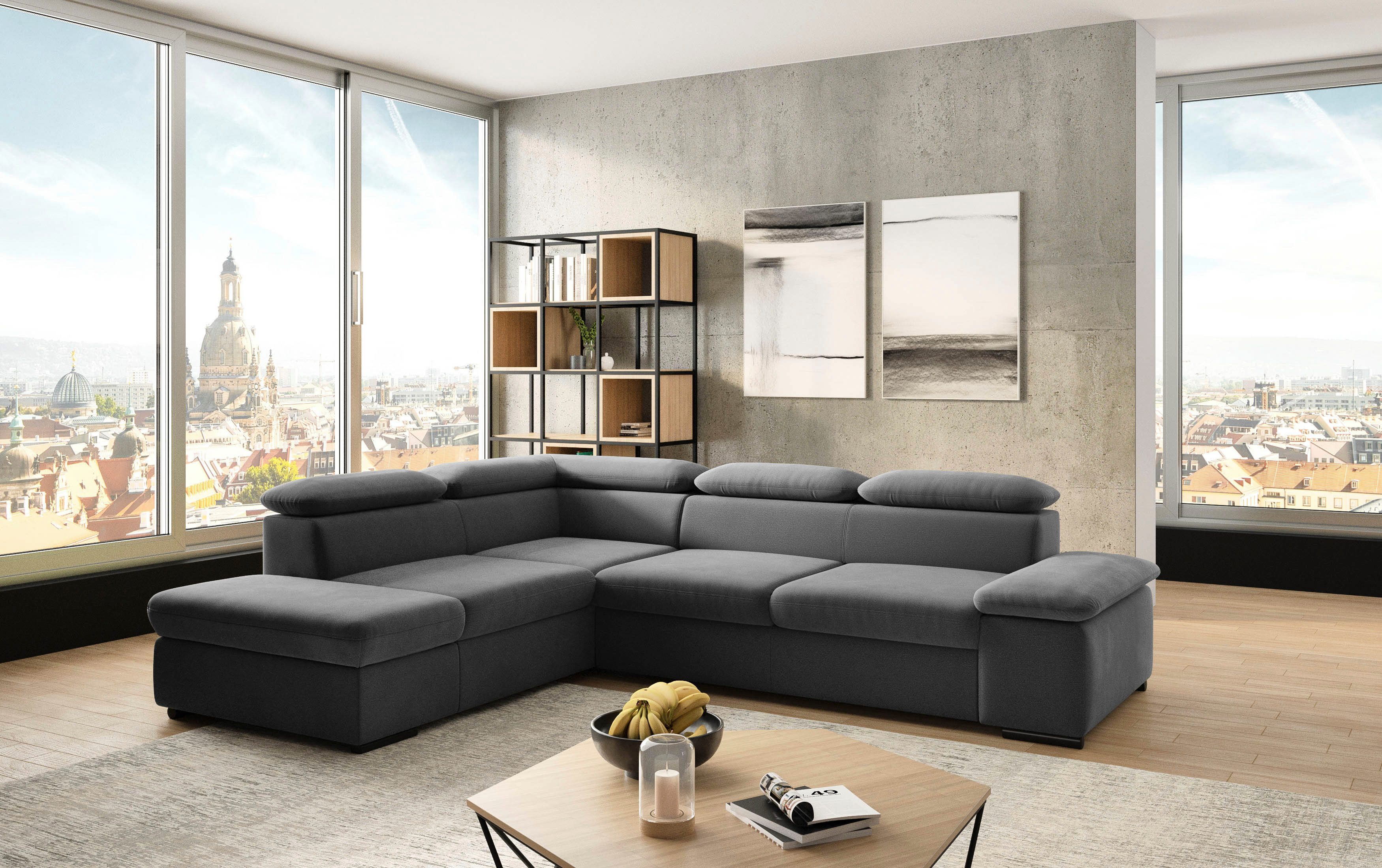 sit&more Ecksofa Alcudia L-Form, B: 272 cm, Arm- und Kopfteilverstellung, Eckcouch, mit Schlaffunktion, Komfortsitz