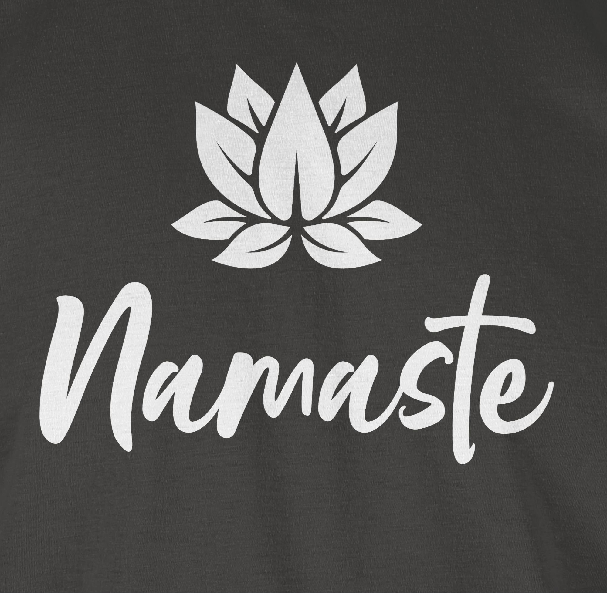 Shirtracer T-Shirt weiß Geschenk Lotusblüte Wellness und Dunkelgrau 03 Yoga mit Namaste