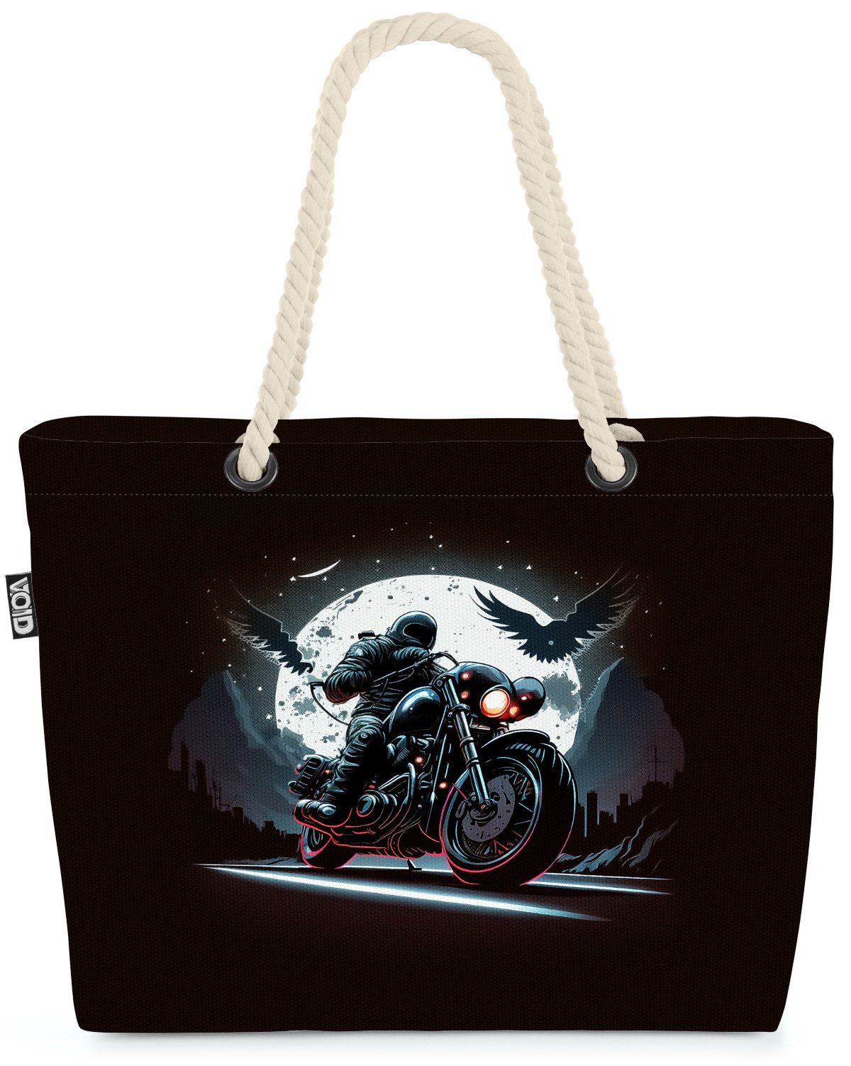 VOID Strandtasche (1-tlg), Motorrad Rocker Mond Adler Biker Route Motorrad Kaktus Freiheit anarc