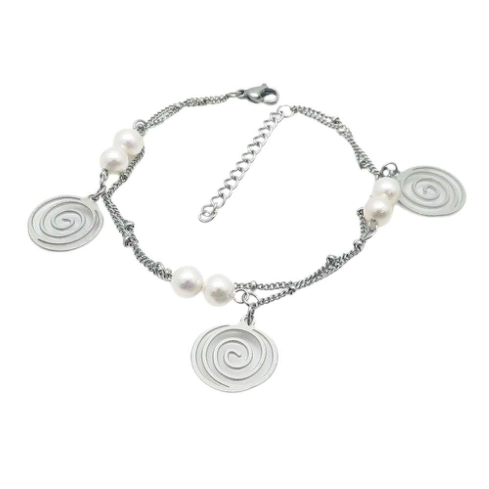 BUNGSA Armband Bettelarmband Edelstahl Armband, 1-tlg), Silber Bracelet aus Damen Armschmuck Spiralen (1
