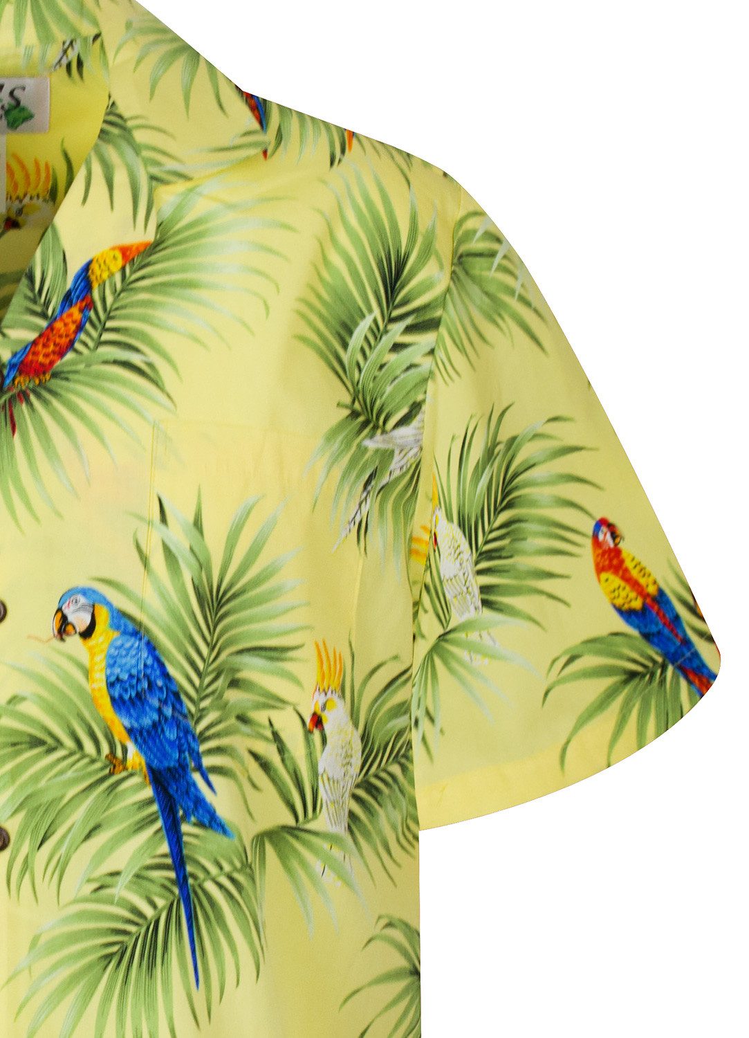 KY's Hawaiihemd "Kakadu" Herren Kurzarm Baumwolle Kokosknöpfe Original Hawaii