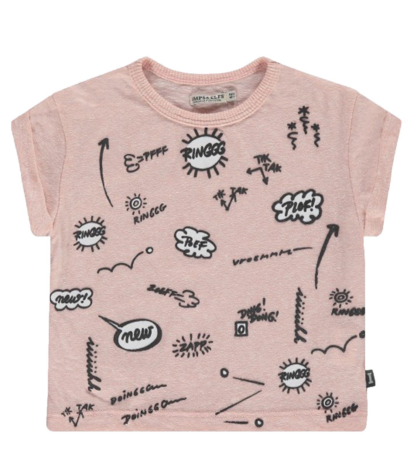 Imps&Elfs Rundhalsshirt IMPS&ELFS Kurzarm-Shirt sommerlich luftiges Kinder  T-Shirt mit Cartoon Print Freizeit-Pullover Rosa