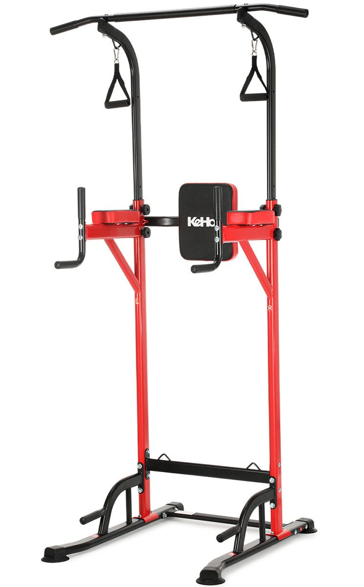 kehot Kraftstation Höhenverstellbare Klimmzugstation – Power Tower für Zuhause, (Multifunktionale Fitness-Station mit Dip-Bar und Rückenpolster, Kraftstation aus Stahlrohr für Klimmzüge, Dips & Core-Training), Pull-Up & Dip Station 190–230 cm Höhenverstellbar fürs Home-Gym