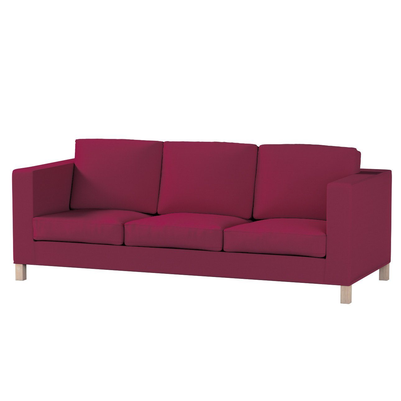 Sofahusse Karlanda 3-Sitzer Sofa nicht ausklappbar kurz, Cotton Panama, Dekoria pflaume | Sofahussen
