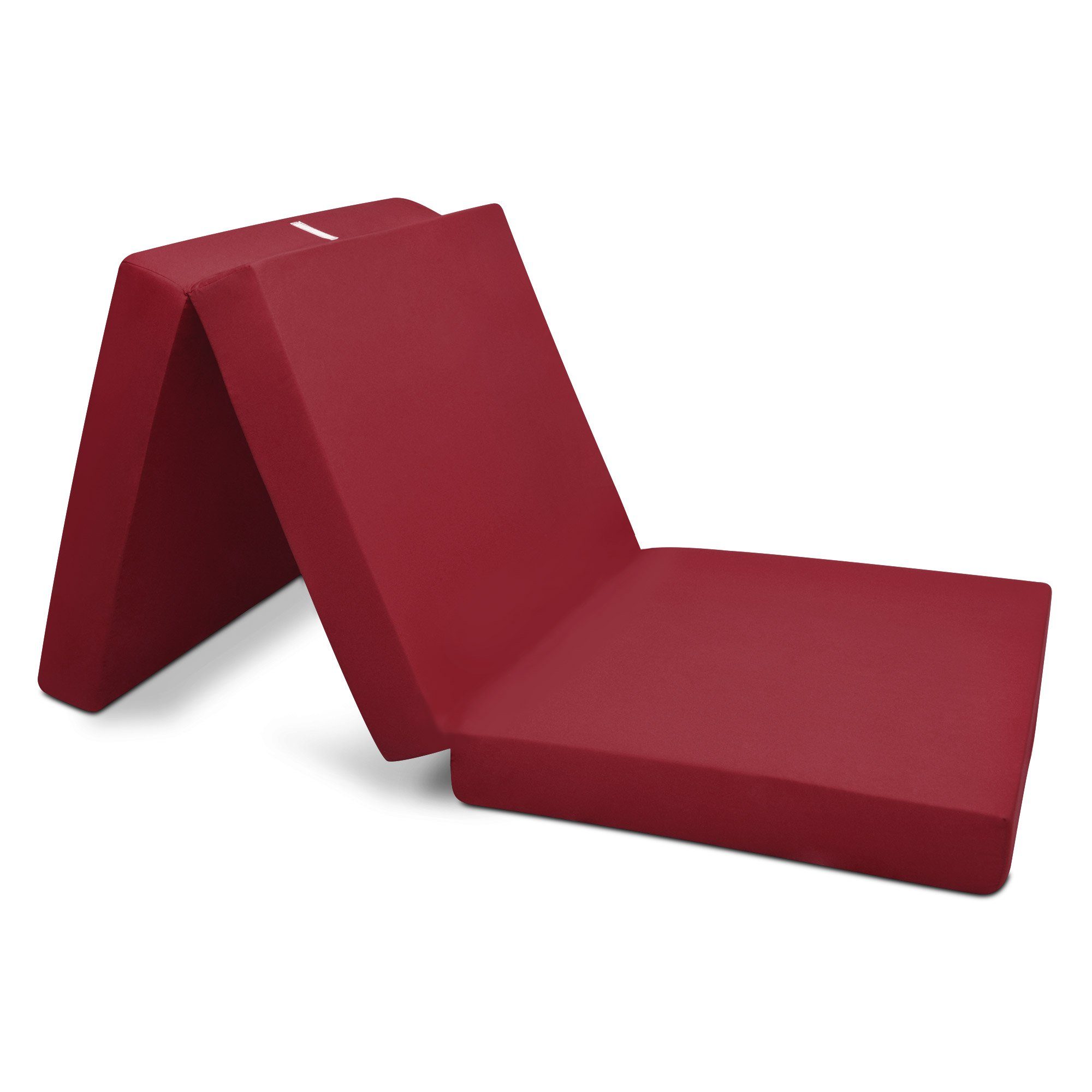 Klappmatratze Klappmatratze Gästebett Faltmatratze Campix, 80x195cm, Dunkelrot, Beautissu, 10 cm hoch, Klappmatratze Gästebett klappbar 80x195 cm Faltmatratze Gästematratze