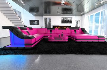 Sofa Dreams Wohnlandschaft Ledersofa Turino XXL Mini, Designersofa, Sofa mit LED Licht und USB