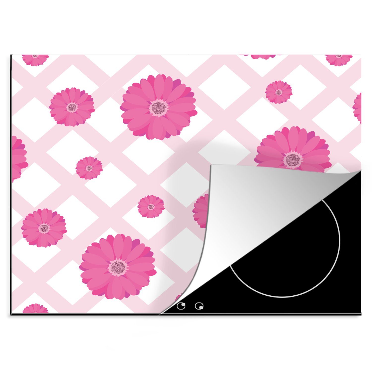 MuchoWow Herdblende-/Abdeckplatte Blumen - Muster - Pastell, Vinyl, (1 tlg), 60x52 cm, Mobile Arbeitsfläche nutzbar, Ceranfeldabdeckung