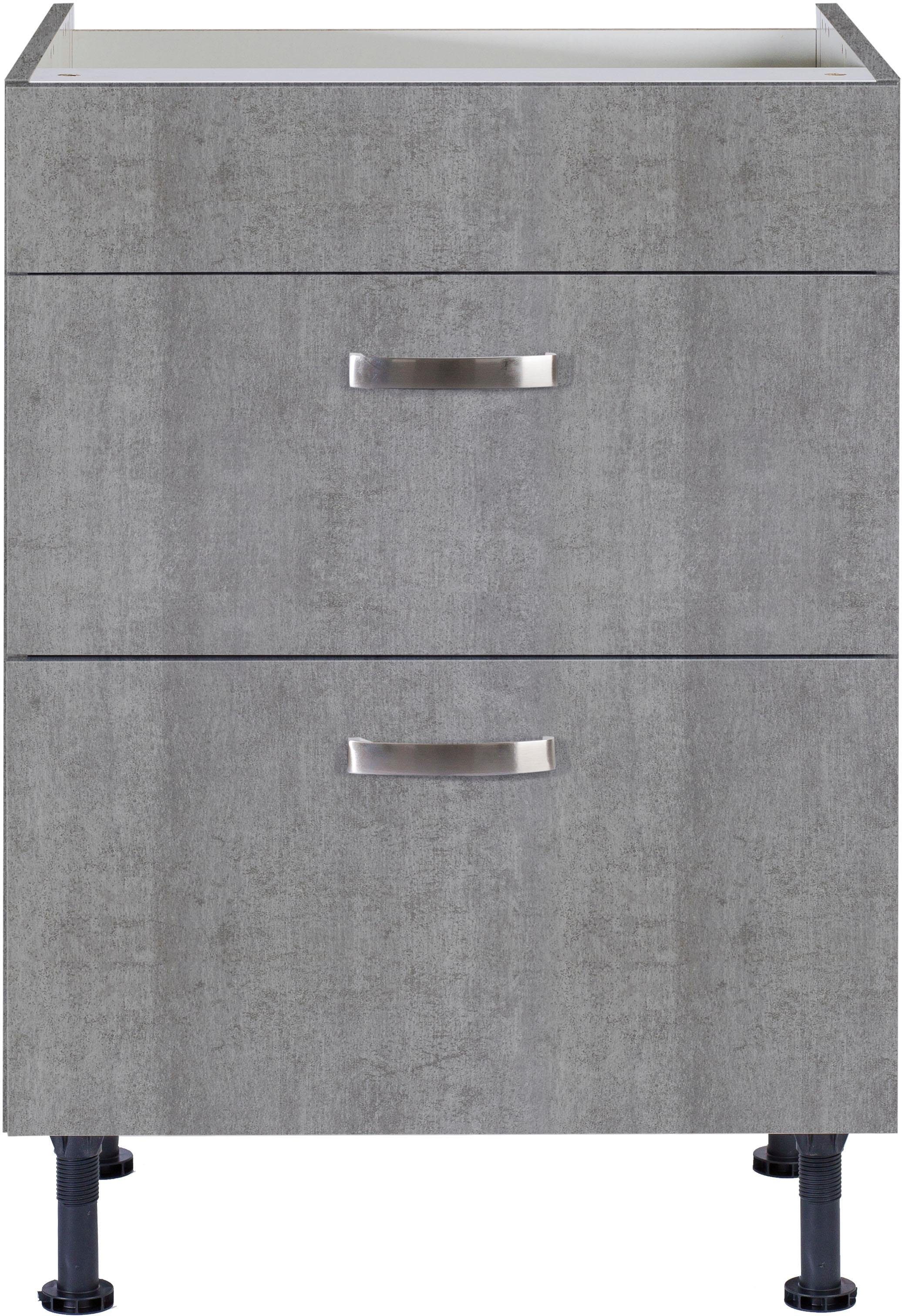 OPTIFIT Kochfeldumbauschrank beton Breite mit Soft-Close-Funktion Vollauszügen cm, und Cara 60 | beton/beton