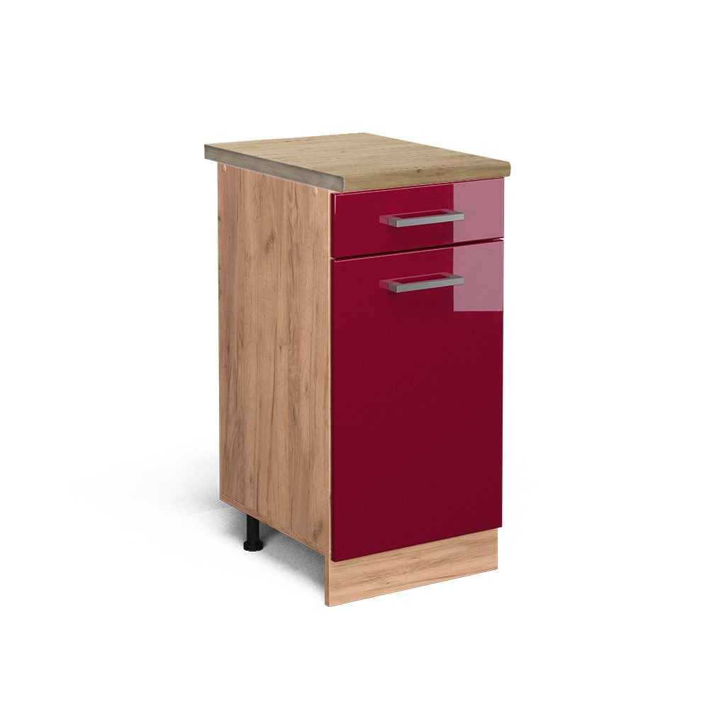 Vicco Unterschrank R-Line, Bordeaux Hochglanz/Goldkraft Eiche, günstig online kaufen