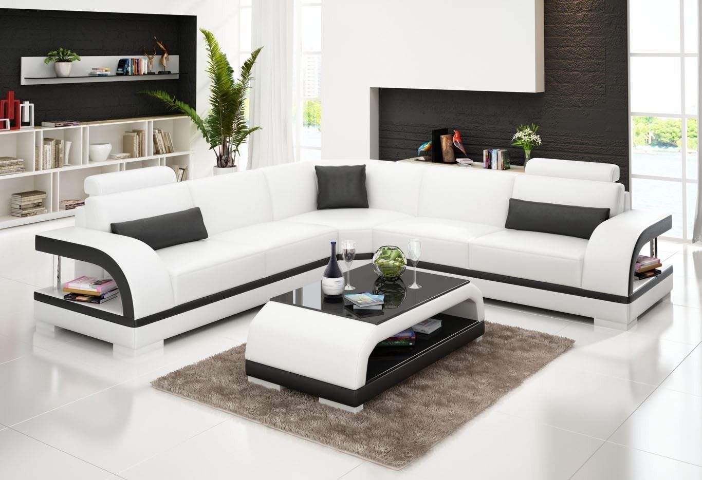 JVmoebel Ecksofa, Moderne Sofa Eckgarnitur L Form Polster Ecke Couch Designer Sitz Möbel Weiß