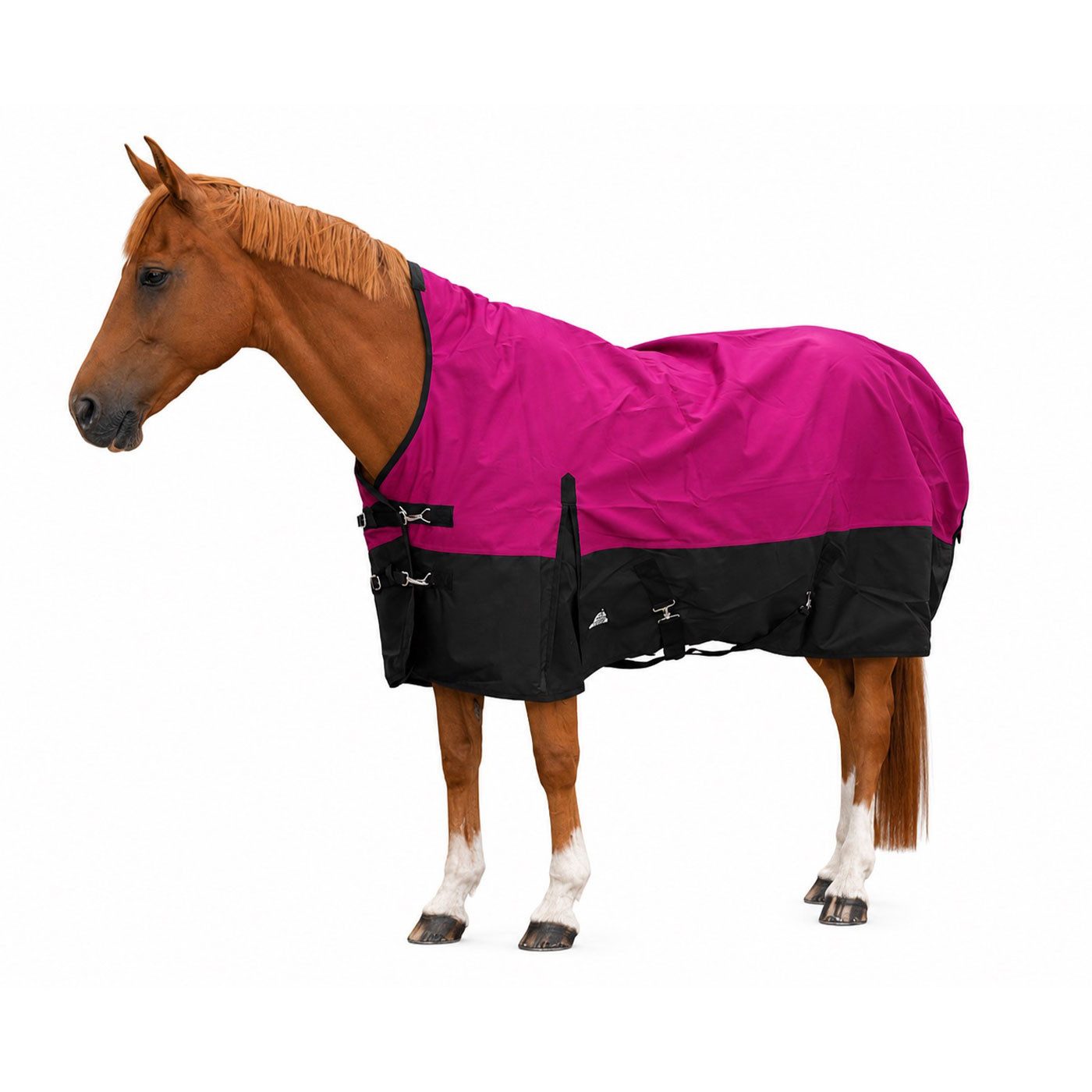 Brama-West Pferde-Regendecke Outdoordecke Elodie 1200D HN Fleece Raspberry/Schwarz
