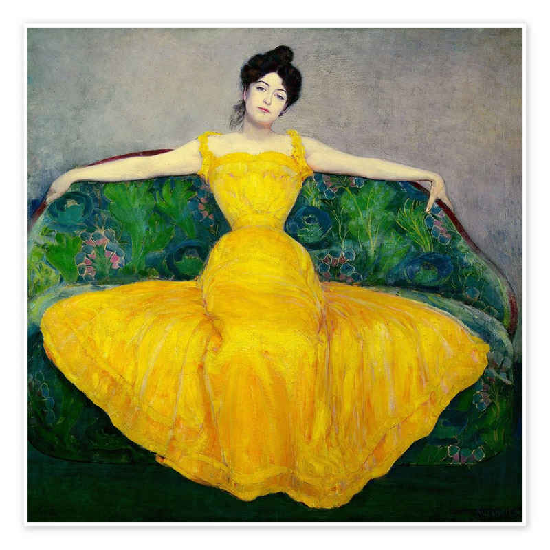 Posterlounge Poster Maximilian Kurzweil, Dame in Gelb, Wohnzimmer Malerei
