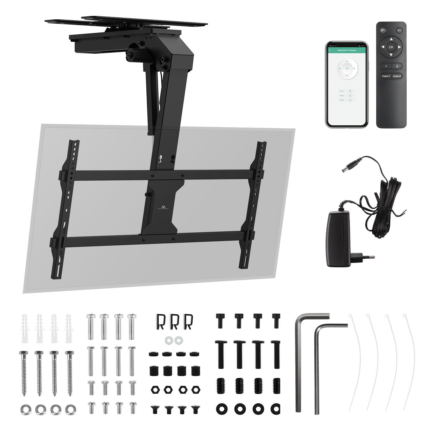 Maclean TV-Deckenhalterung MC-109 T Elektrische Halterung für 43-86'' TV Tuya, (bis 86 Zoll, Tuya-Support, max. VESA 800x400, verstellbar +90°~-90°, max. 45kg) – Bild 5 von 5