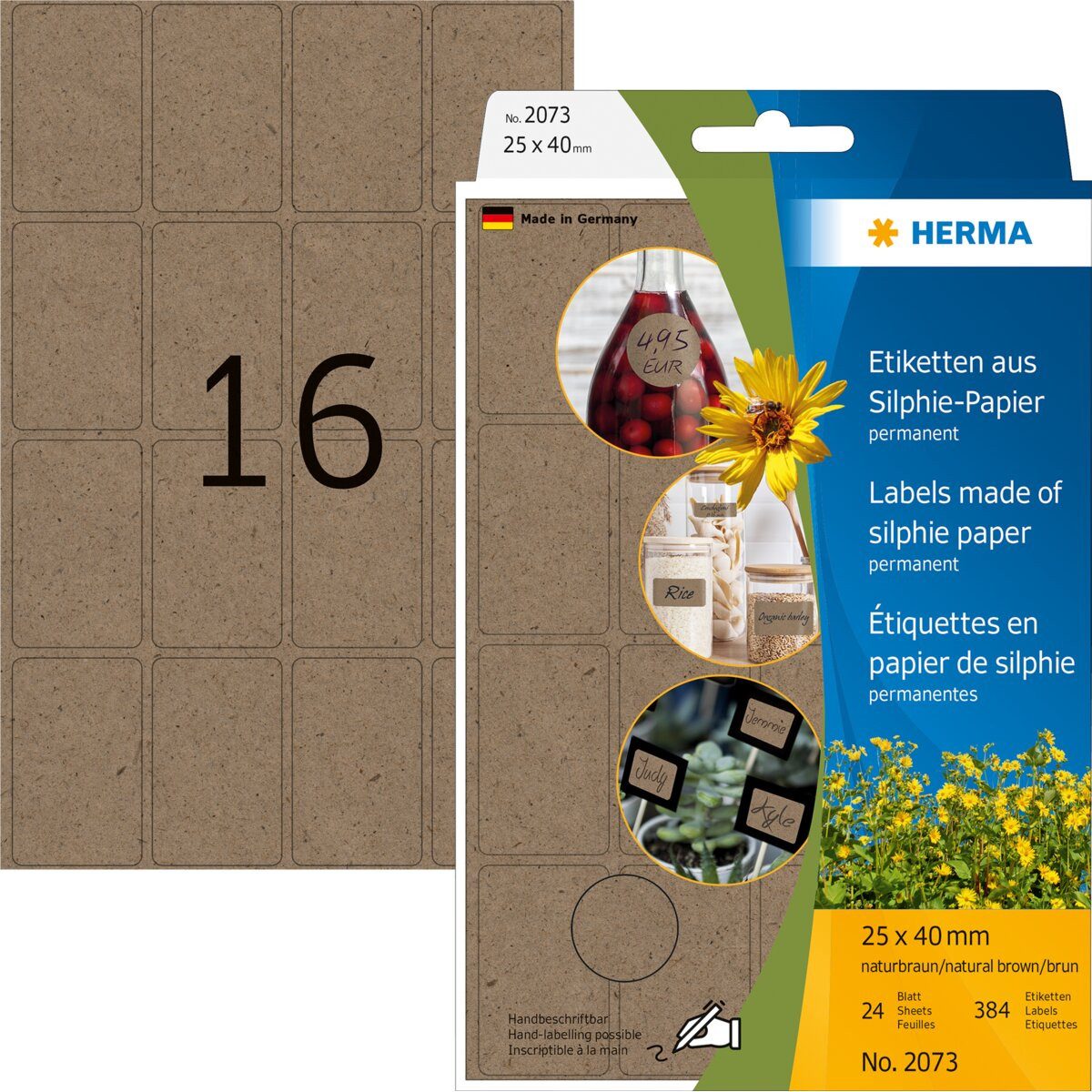 HERMA Etiketten Etikett 25x40mm Vielzweck Silphie-Papier 384 Etiketten