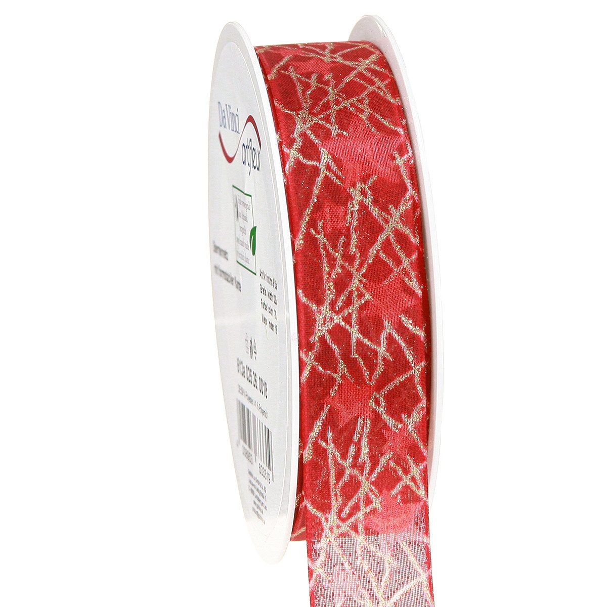 Dekoband Weihnachtsband Rot Gold Sterne Netz 25mm 18m Geschenkband