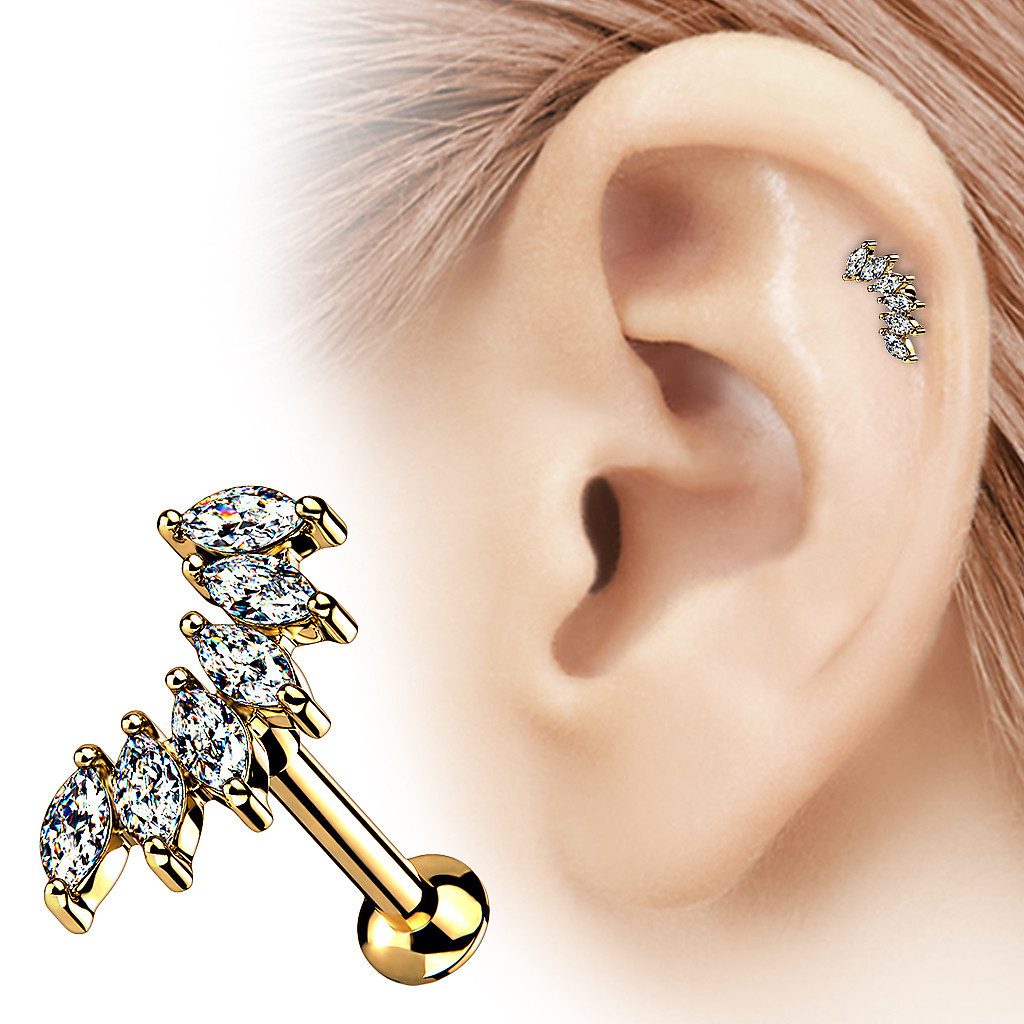 Taffstyle Piercing-Set Tragus Labret Piercing Stecker Kristall Marquise Sch günstig online kaufen