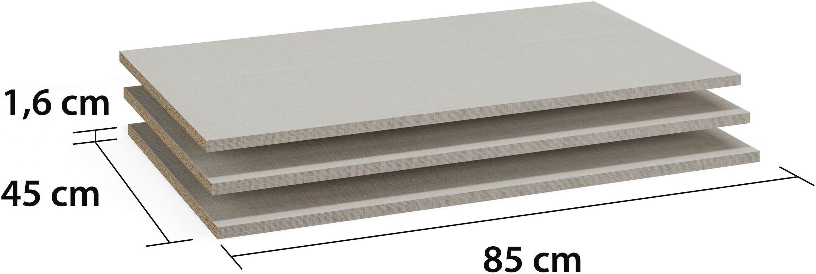 rauch Einlegeboden Zubehör für Rauch-Schränke Garderobe Kleiderschrank Schrank (inklusive Befestigungselemente), 3er-Set Breite 85 cm, Tiefe 50 cm MADE IN GERMANY