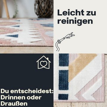 Teppich MY-RUG Outdoor-Teppich "Aurora II" 150x80 cm, rosa, Wohnando, rechteckig, Höhe: 8 mm, mit floralem Hoch-Tief-Design, für drinnen und draußen